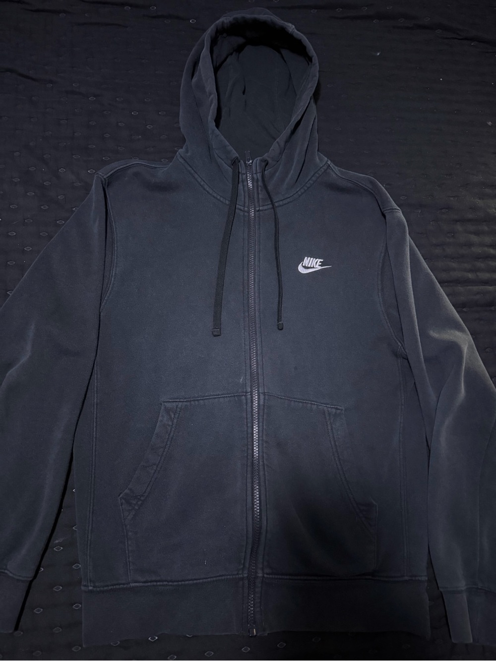 Nike Black Zip-Up Hoodie Jacket with Small White Logo